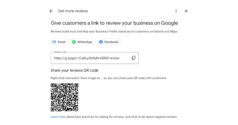 gbp get more reviews and qr code