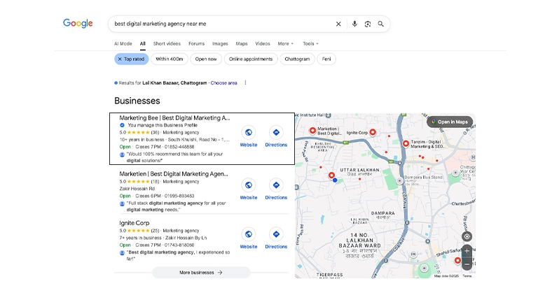 google serp best digital marketing agency near me