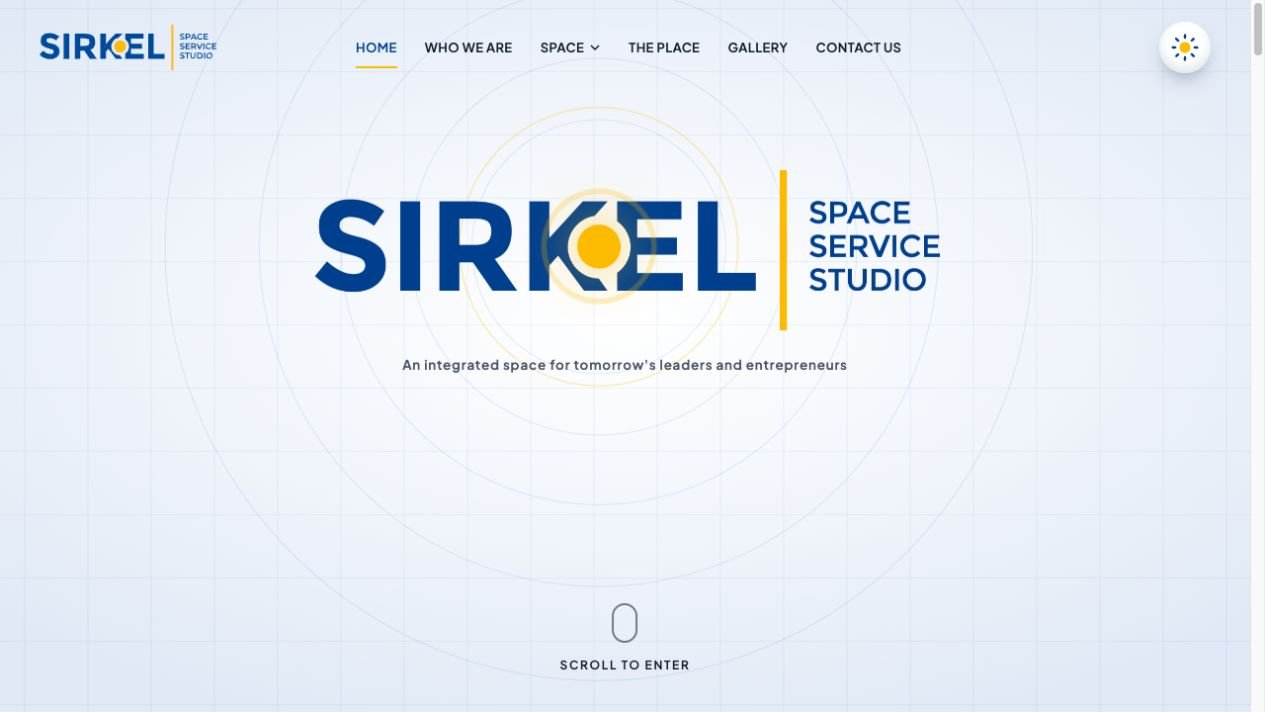 Sirkel website in light mode with its blue wordmark and yellow circular motif